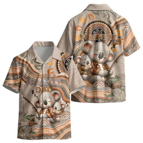 Personalised Australia Father's Day Kid Hawaiian Shirt Koality Dad Fishing Aboriginal Dot Art