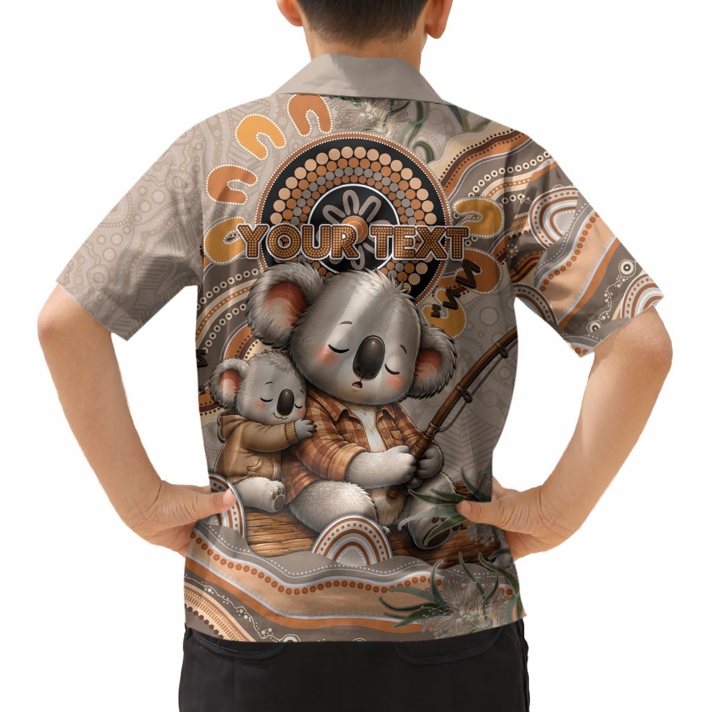 Personalised Australia Father's Day Kid Hawaiian Shirt Koality Dad Fishing Aboriginal Dot Art