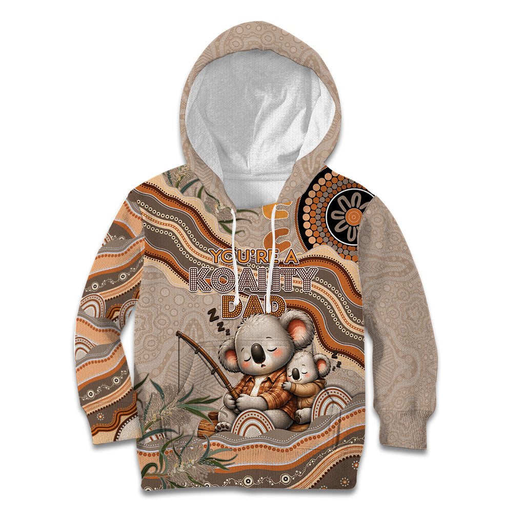 Personalised Australia Father's Day Kid Hoodie Koality Dad Fishing Aboriginal Dot Art
