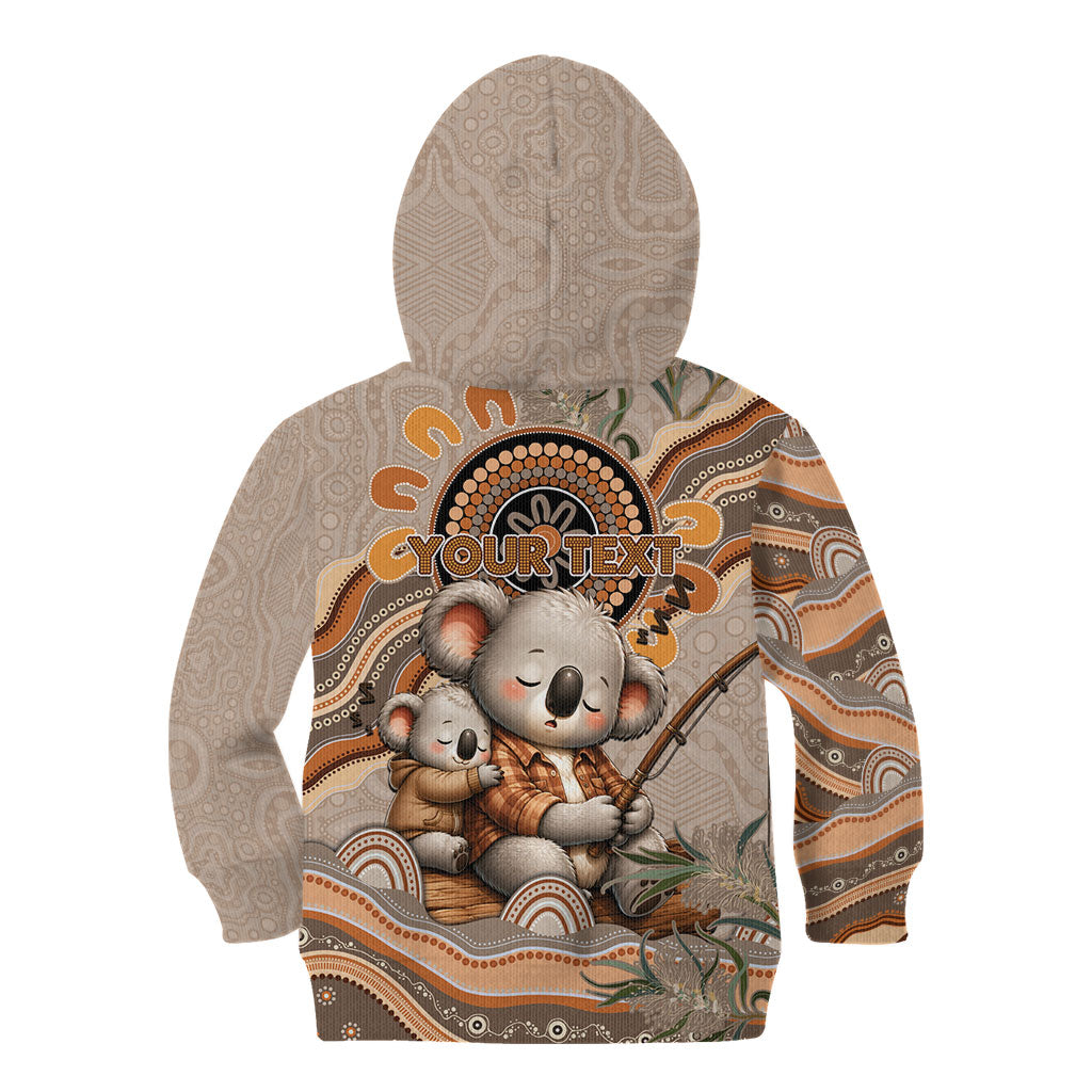 Personalised Australia Father's Day Kid Hoodie Koality Dad Fishing Aboriginal Dot Art