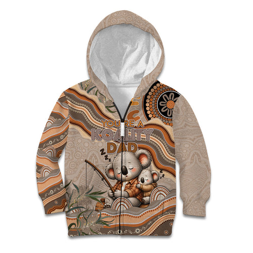 Personalised Australia Father's Day Kid Hoodie Koality Dad Fishing Aboriginal Dot Art