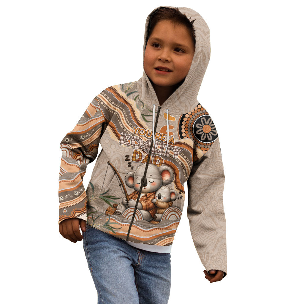 Personalised Australia Father's Day Kid Hoodie Koality Dad Fishing Aboriginal Dot Art