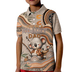Personalised Australia Father's Day Kid Polo Shirt Koality Dad Fishing Aboriginal Dot Art