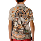 Personalised Australia Father's Day Kid Polo Shirt Koality Dad Fishing Aboriginal Dot Art