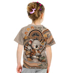 Personalised Australia Father's Day Kid T Shirt Koality Dad Fishing Aboriginal Dot Art