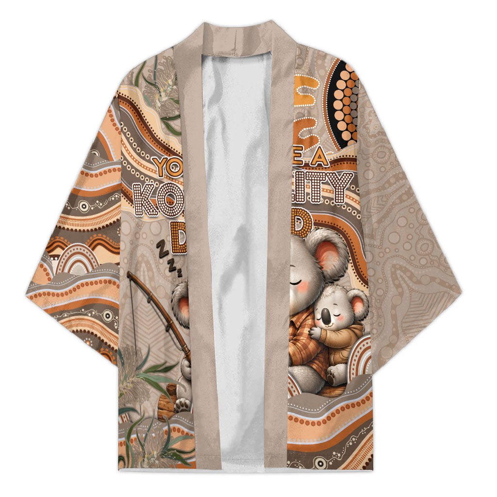 Personalised Australia Father's Day Kimono Koality Dad Fishing Aboriginal Dot Art