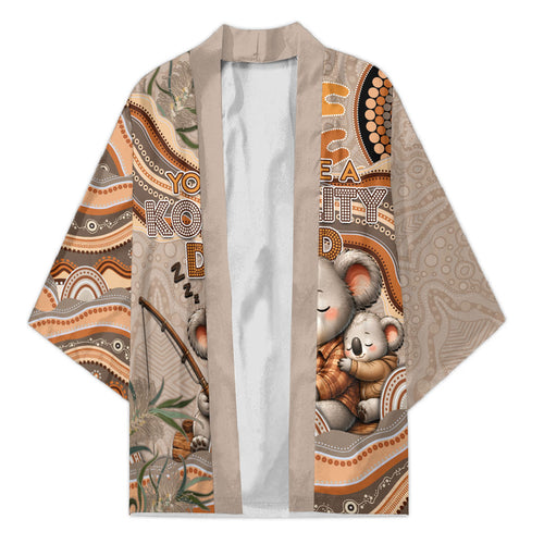 Personalised Australia Father's Day Kimono Koality Dad Fishing Aboriginal Dot Art