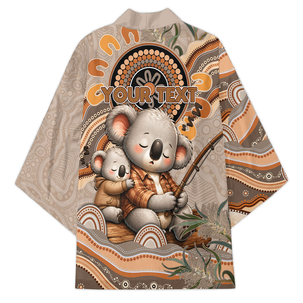 Personalised Australia Father's Day Kimono Koality Dad Fishing Aboriginal Dot Art