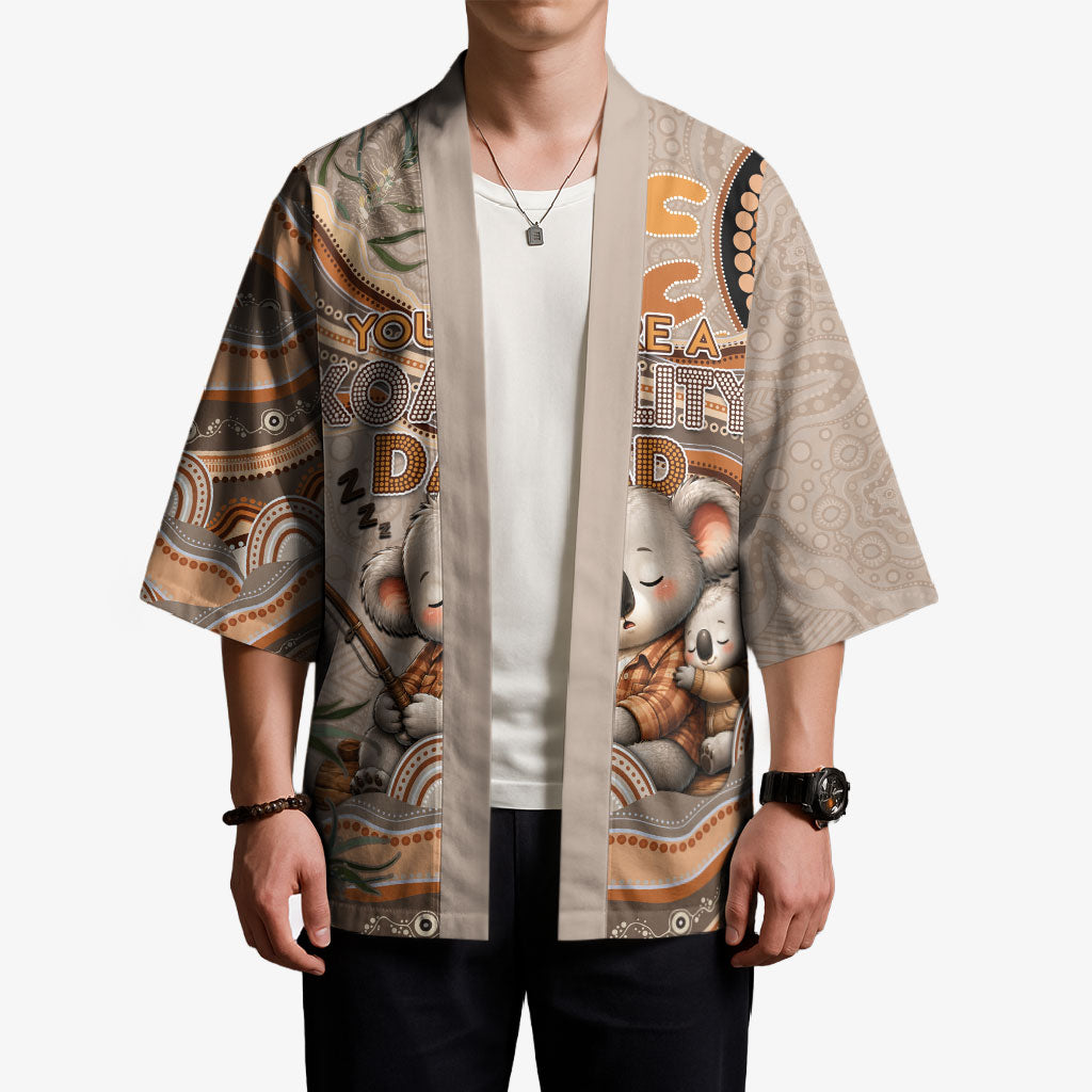 Personalised Australia Father's Day Kimono Koality Dad Fishing Aboriginal Dot Art