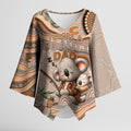 Personalised Australia Father's Day Kimono Sleeve Blouse Koality Dad Fishing Aboriginal Dot Art