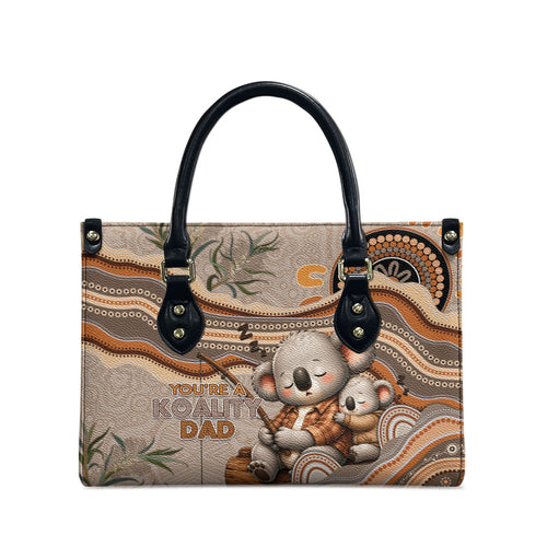 Australia Father's Day Leather Bag Koality Dad Fishing Aboriginal Dot Art