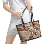 Australia Father's Day Leather Tote Bag Koality Dad Fishing Aboriginal Dot Art