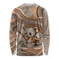 Personalised Australia Father's Day Long Sleeve Shirt Koality Dad Fishing Aboriginal Dot Art