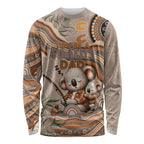 Personalised Australia Father's Day Long Sleeve Shirt Koality Dad Fishing Aboriginal Dot Art