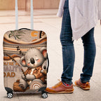 Australia Father's Day Luggage Cover Koality Dad Fishing Aboriginal Dot Art