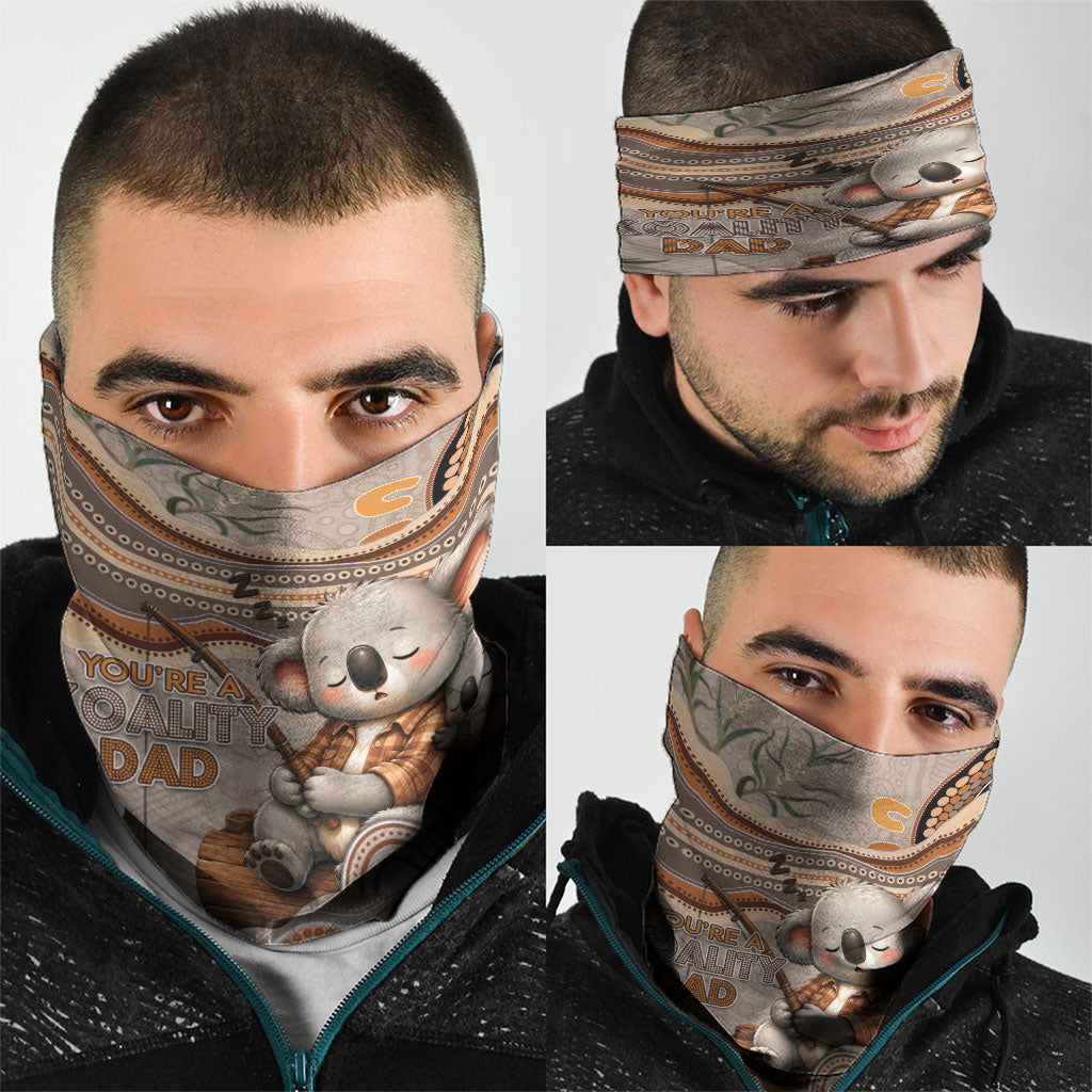 Australia Father's Day Neck Gaiter Koality Dad Fishing Aboriginal Dot Art