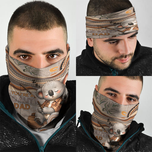 Australia Father's Day Neck Gaiter Koality Dad Fishing Aboriginal Dot Art