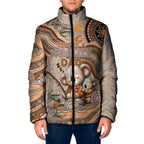 Personalised Australia Father's Day Padded Jacket Koality Dad Fishing Aboriginal Dot Art