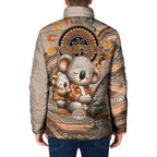 Personalised Australia Father's Day Padded Jacket Koality Dad Fishing Aboriginal Dot Art