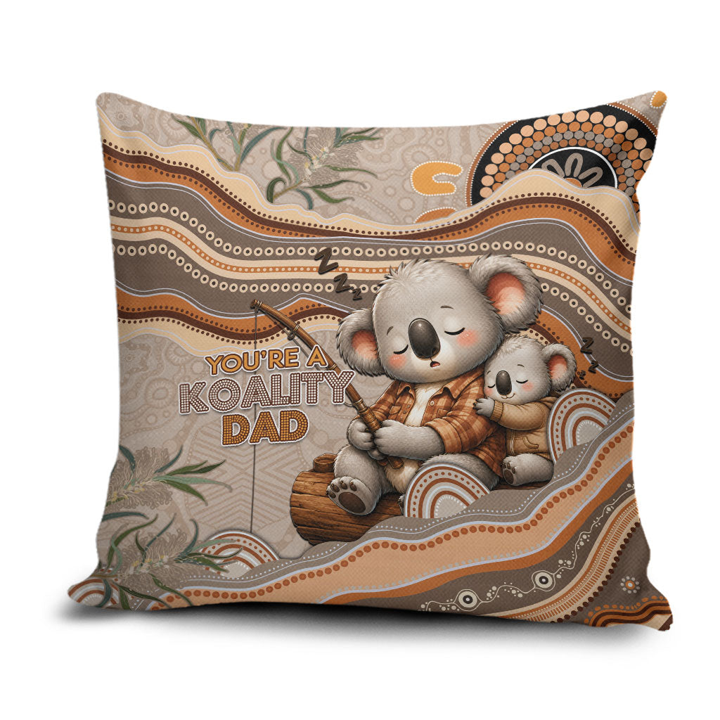 Australia Father's Day Pillow Cover Koality Dad Fishing Aboriginal Dot Art
