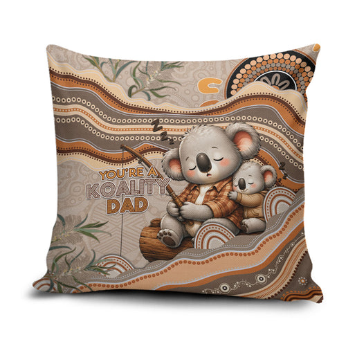 Australia Father's Day Pillow Cover Koality Dad Fishing Aboriginal Dot Art