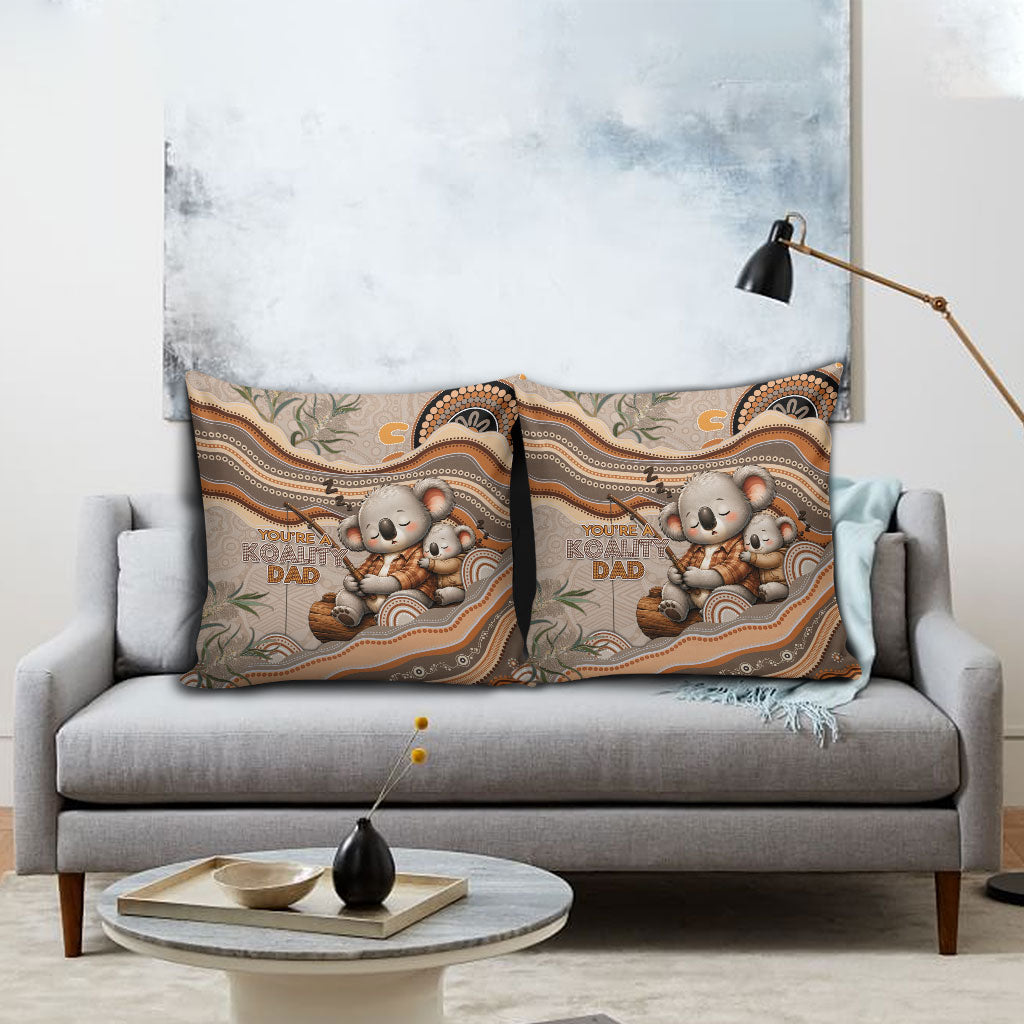 Australia Father's Day Pillow Cover Koality Dad Fishing Aboriginal Dot Art