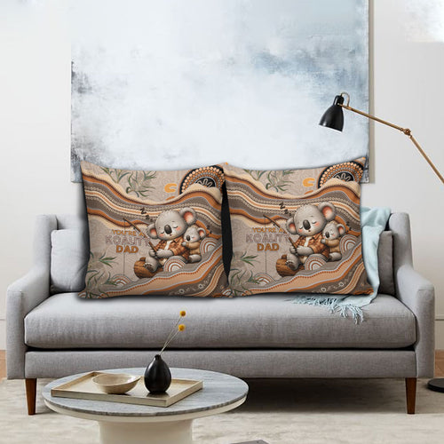 Australia Father's Day Pillow Cover Koality Dad Fishing Aboriginal Dot Art