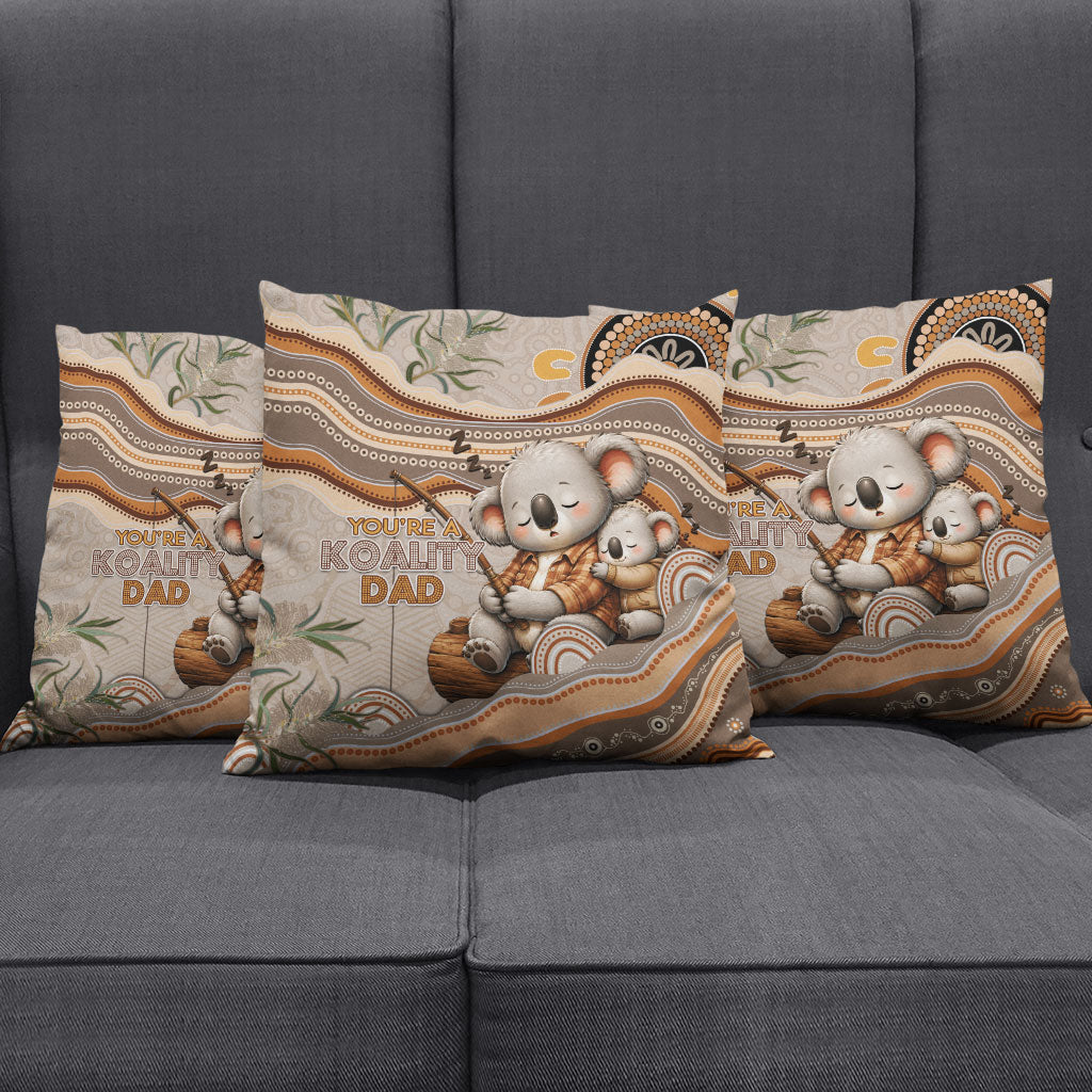 Australia Father's Day Pillow Cover Koality Dad Fishing Aboriginal Dot Art
