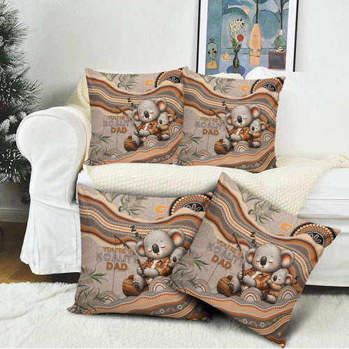 Australia Father's Day Pillow Cover Koality Dad Fishing Aboriginal Dot Art