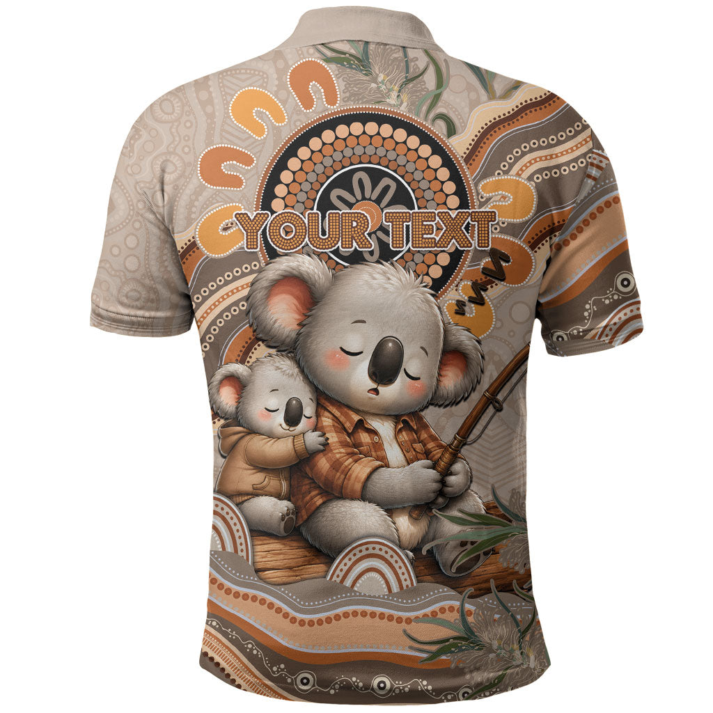 Personalised Australia Father's Day Polo Shirt Koality Dad Fishing Aboriginal Dot Art