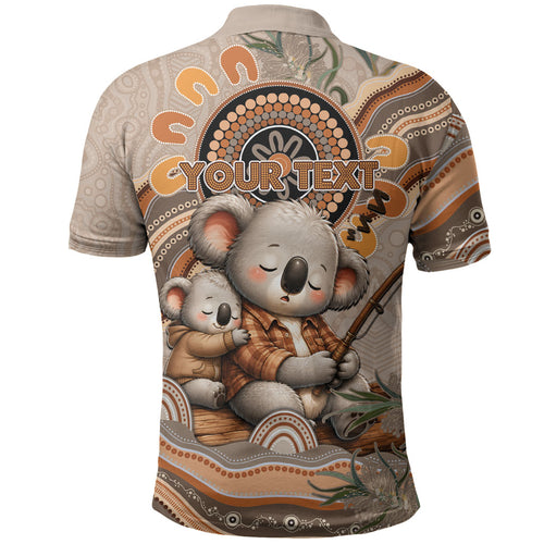 Personalised Australia Father's Day Polo Shirt Koality Dad Fishing Aboriginal Dot Art