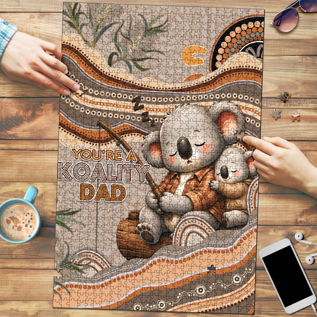 Australia Father's Day Puzzle Koality Dad Fishing Aboriginal Dot Art
