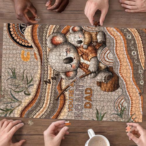 Australia Father's Day Puzzle Koality Dad Fishing Aboriginal Dot Art