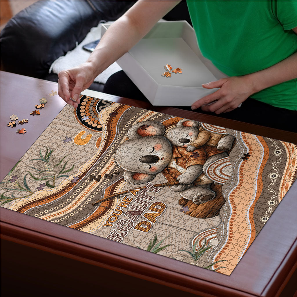 Australia Father's Day Puzzle Koality Dad Fishing Aboriginal Dot Art
