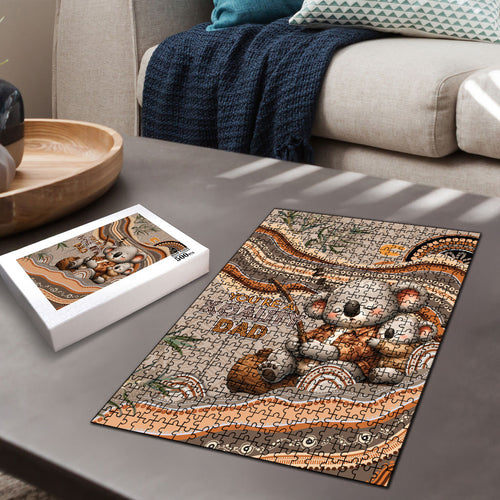 Australia Father's Day Puzzle Koality Dad Fishing Aboriginal Dot Art