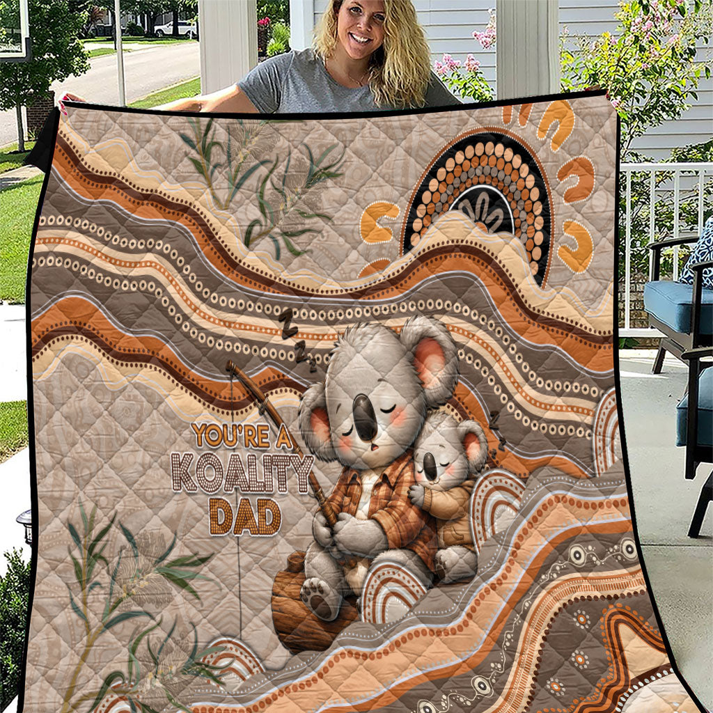 Australia Father's Day Quilt Koality Dad Fishing Aboriginal Dot Art