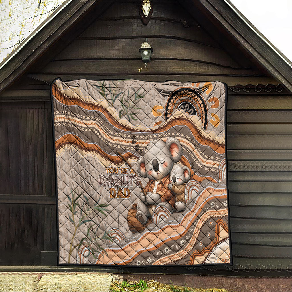 Australia Father's Day Quilt Koality Dad Fishing Aboriginal Dot Art