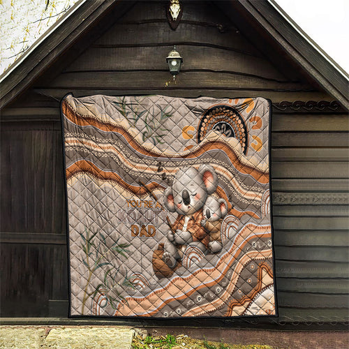 Australia Father's Day Quilt Koality Dad Fishing Aboriginal Dot Art