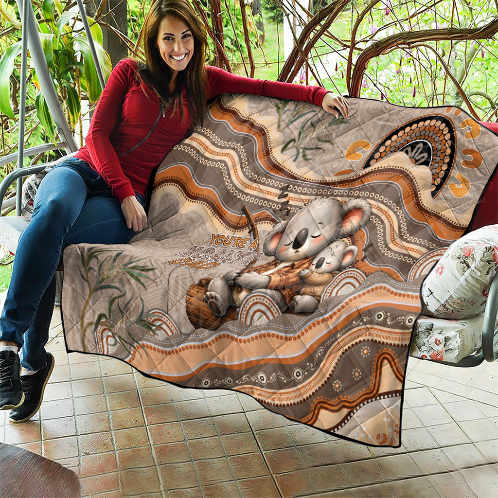 Australia Father's Day Quilt Koality Dad Fishing Aboriginal Dot Art
