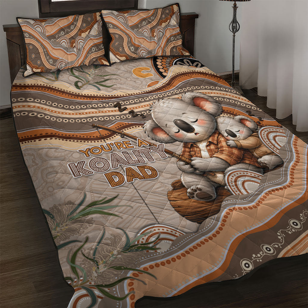 Australia Father's Day Quilt Bed Set Koality Dad Fishing Aboriginal Dot Art