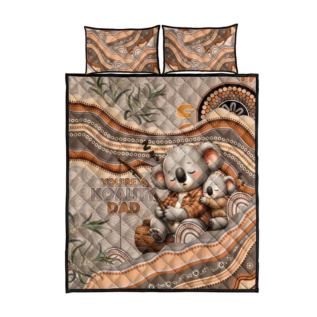 Australia Father's Day Quilt Bed Set Koality Dad Fishing Aboriginal Dot Art