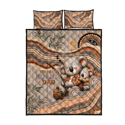Australia Father's Day Quilt Bed Set Koality Dad Fishing Aboriginal Dot Art