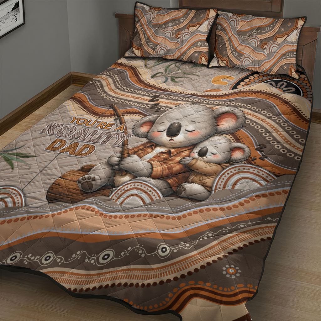 Australia Father's Day Quilt Bed Set Koality Dad Fishing Aboriginal Dot Art