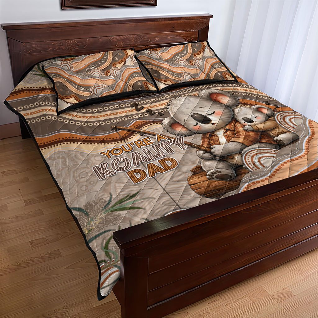 Australia Father's Day Quilt Bed Set Koality Dad Fishing Aboriginal Dot Art
