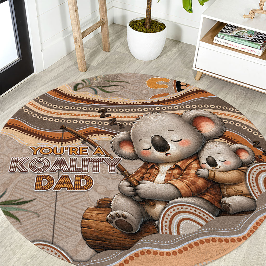 Australia Father's Day Round Carpet Koality Dad Fishing Aboriginal Dot Art