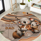 Australia Father's Day Round Carpet Koality Dad Fishing Aboriginal Dot Art