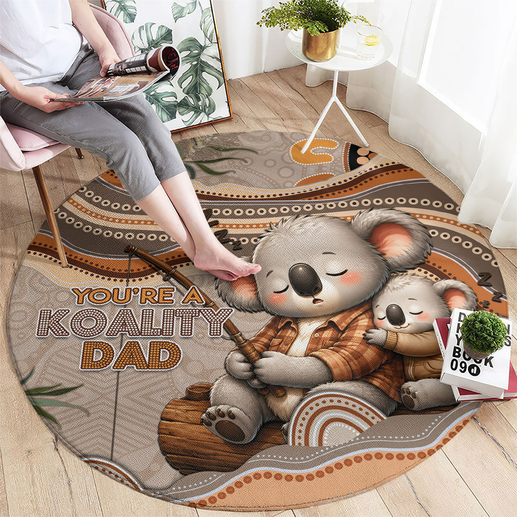 Australia Father's Day Round Carpet Koality Dad Fishing Aboriginal Dot Art