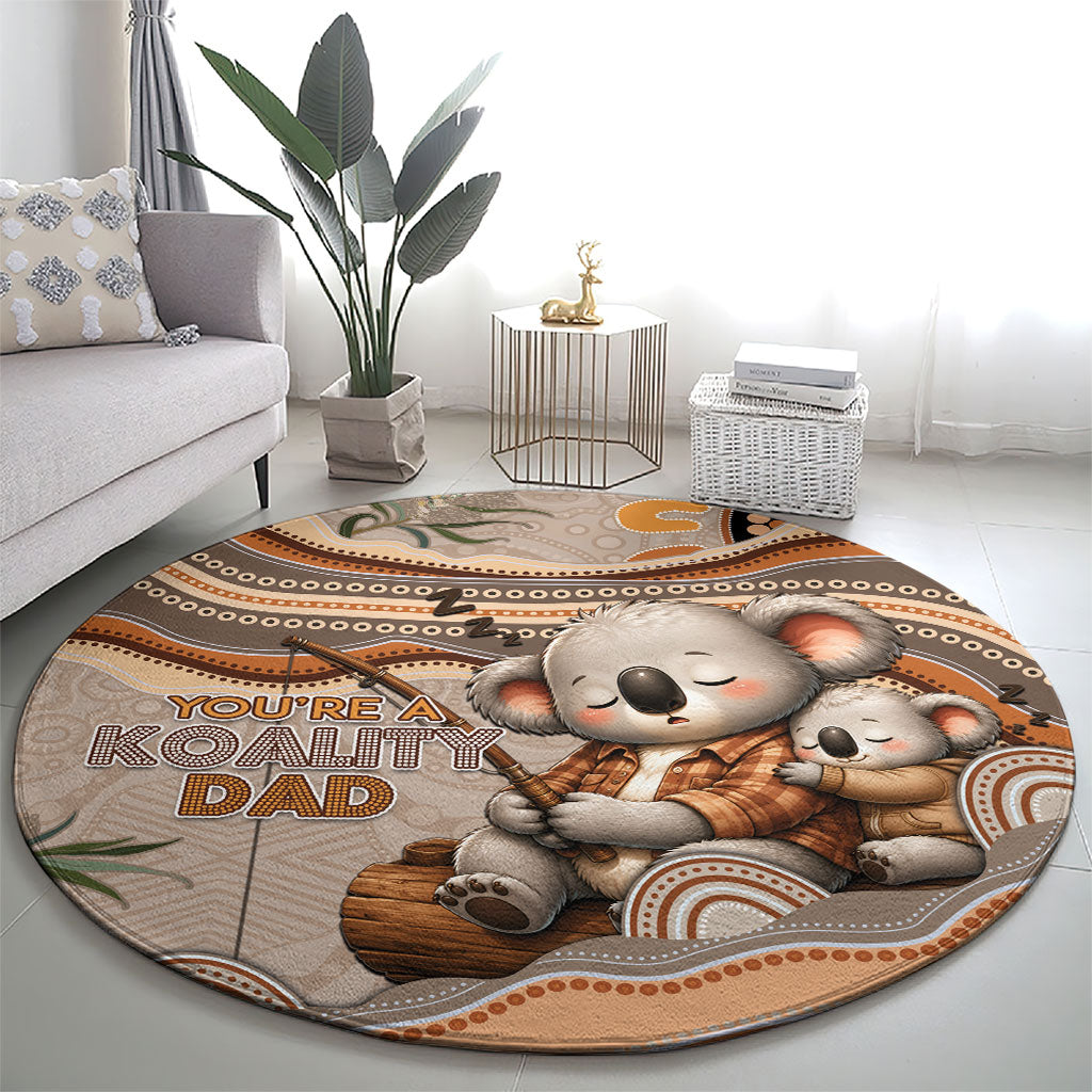 Australia Father's Day Round Carpet Koality Dad Fishing Aboriginal Dot Art