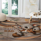 Australia Father's Day Round Carpet Koality Dad Fishing Aboriginal Dot Art