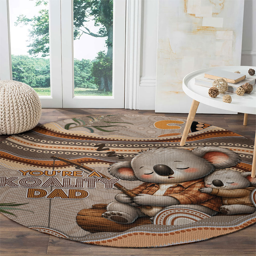 Australia Father's Day Round Carpet Koality Dad Fishing Aboriginal Dot Art